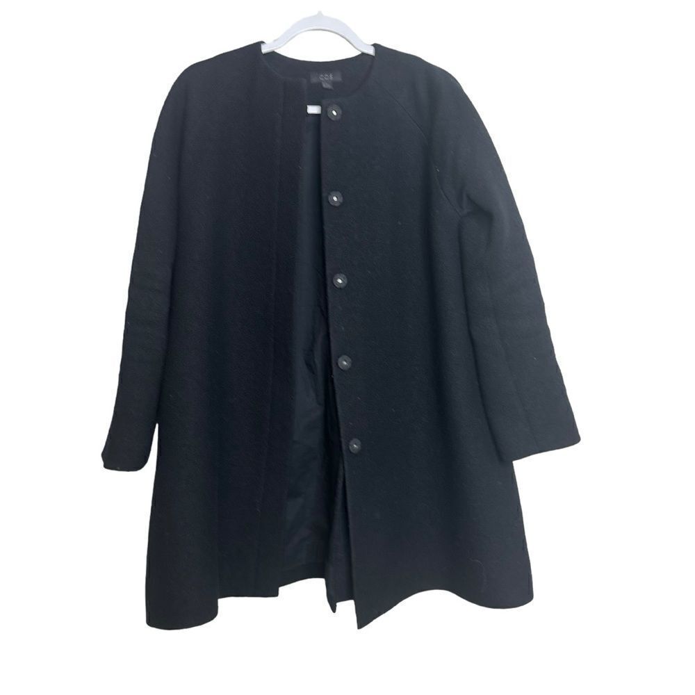 COS 100% Wool Black Coat Size 4